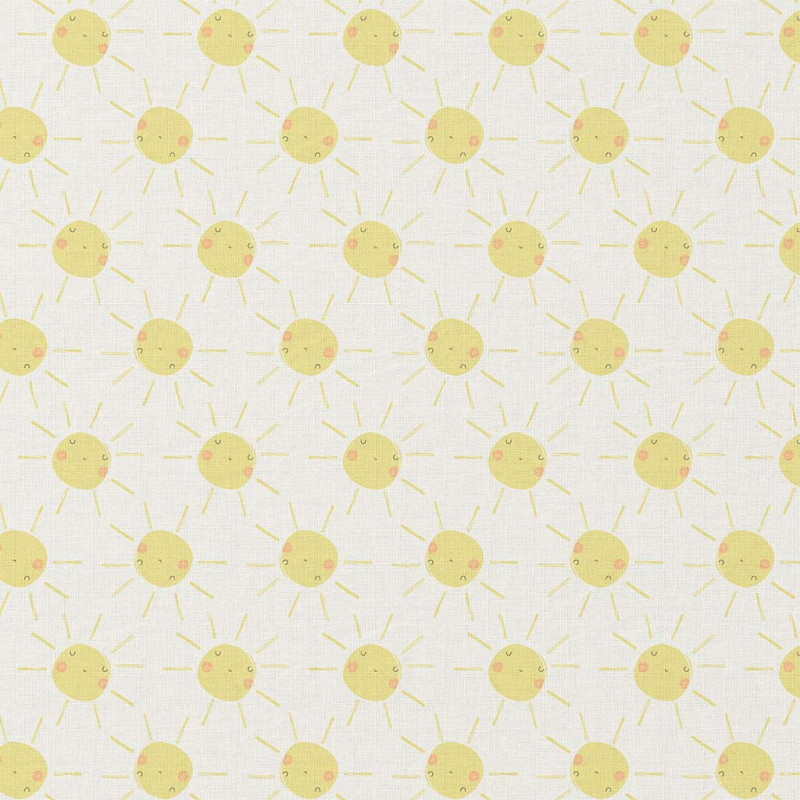 Printed Cotton SOLEIL Ecru / Yellow